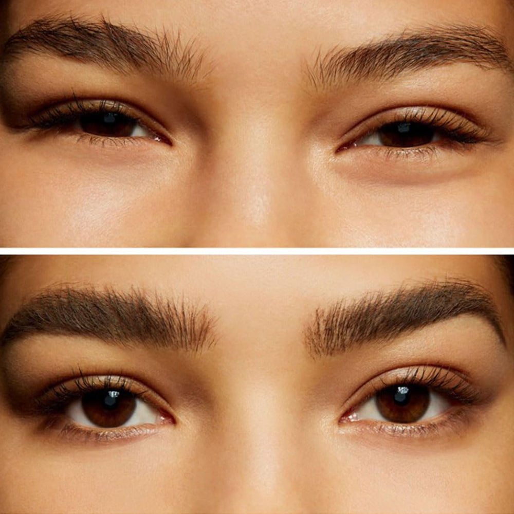 MAC brow application in lifestyle setting showing fuller, groomed brows