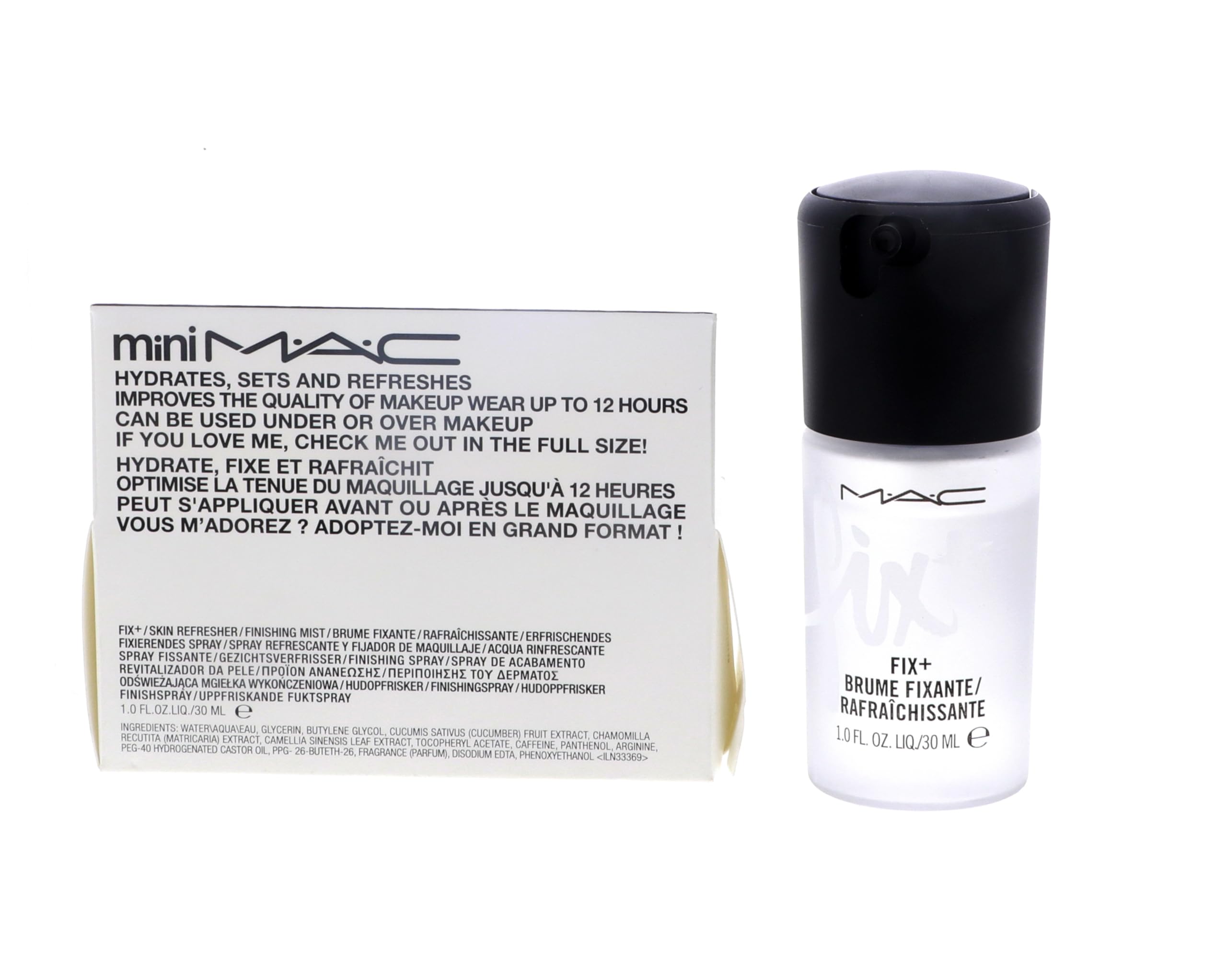 MAC Prep + Prime Fix+ atomizer close-up highlighting fine mist for even finish