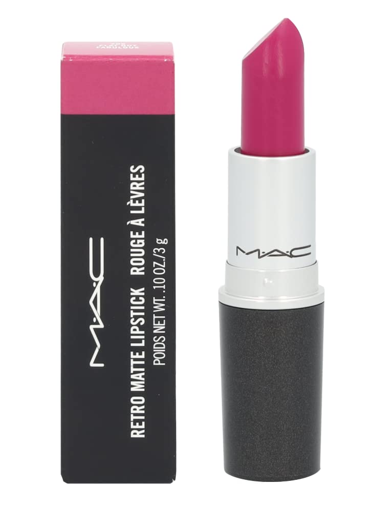 MAC front view open tube showing bold pink shade and easy application benefit