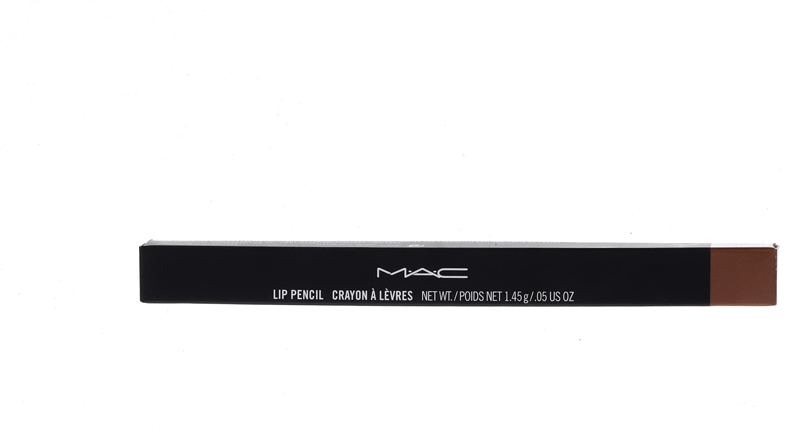 MAC lip pencil front view showing packaging and shade, for easy selection