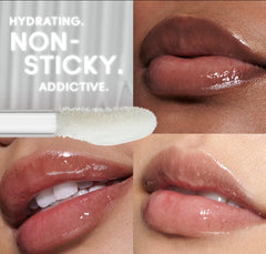 MAC Lipglass Air wand with clear gloss texture illustrating smooth non-sticky shine