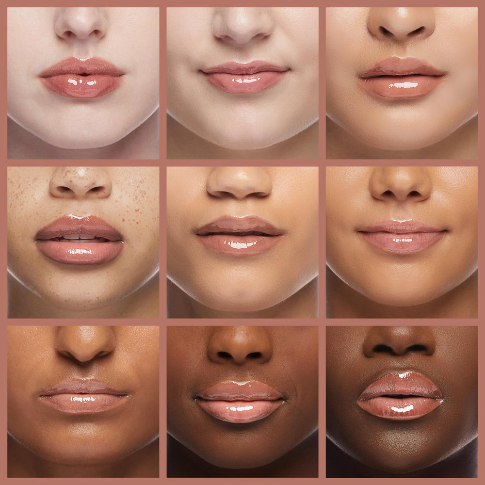MAC Lipglass worn on lips in lifestyle shot enhances shine and depth