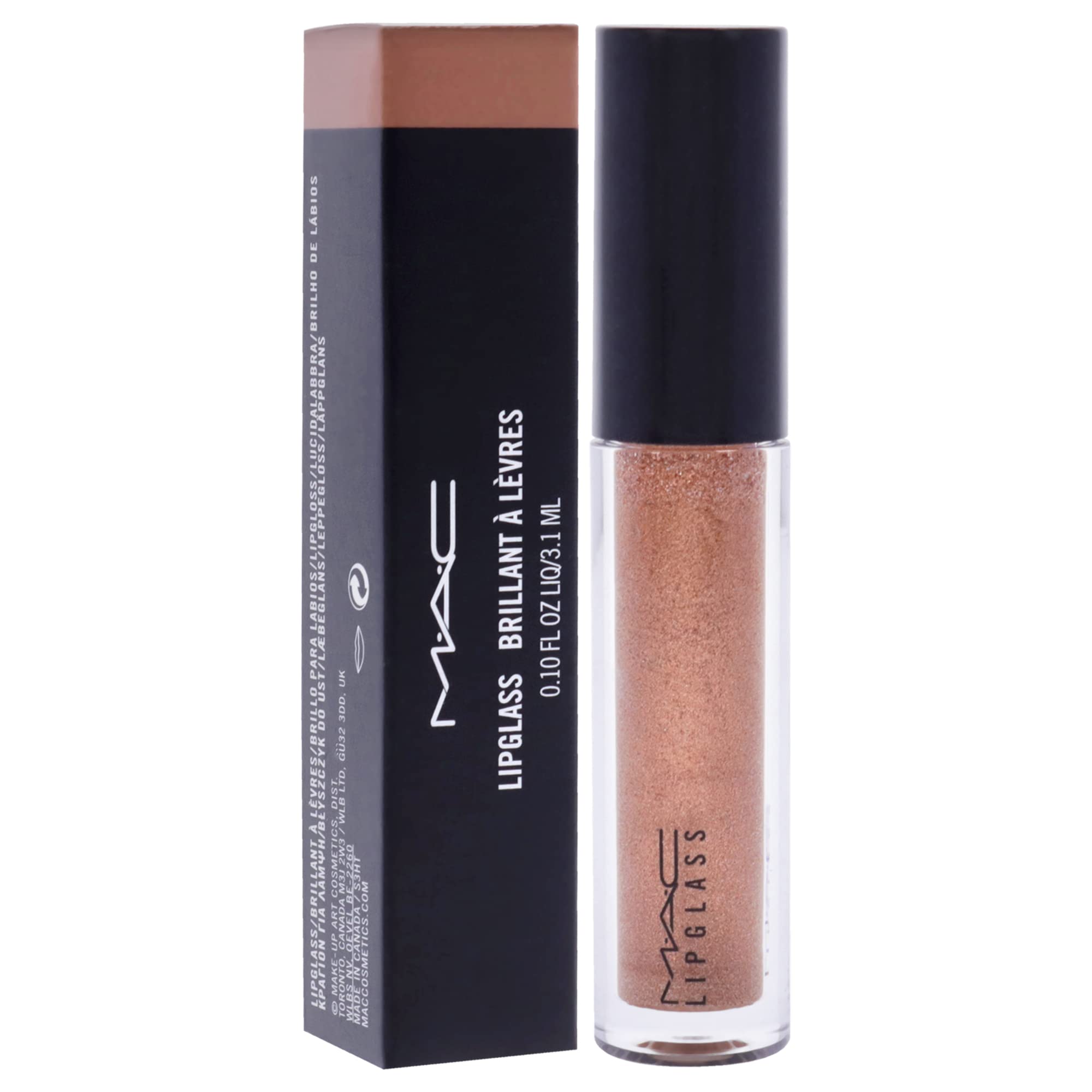 MAC Lipglass texture swatch on arm showing shine and buildable pigment