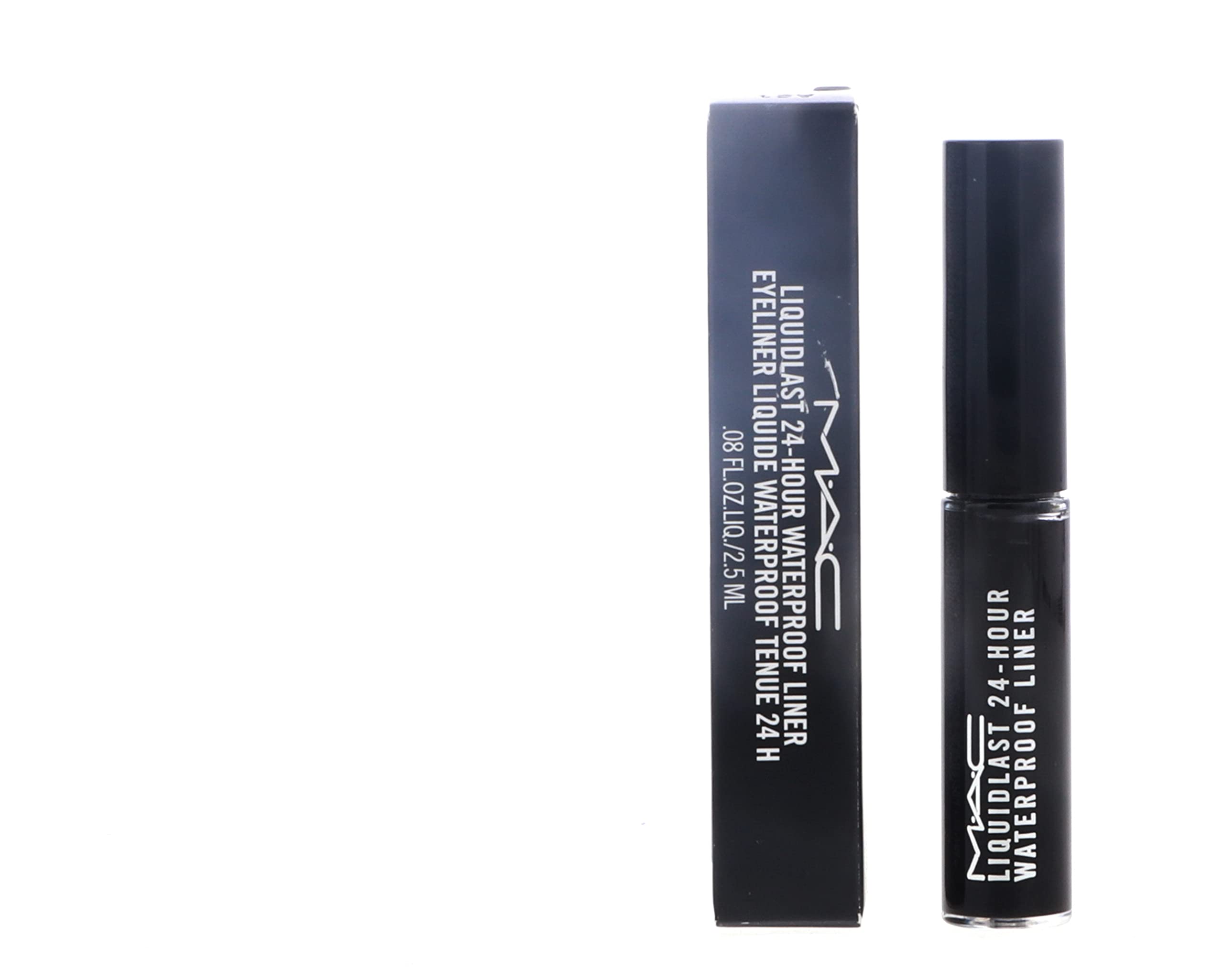 MAC Liquidlast black swatch on arm demonstrating intense pigment and smooth coverage