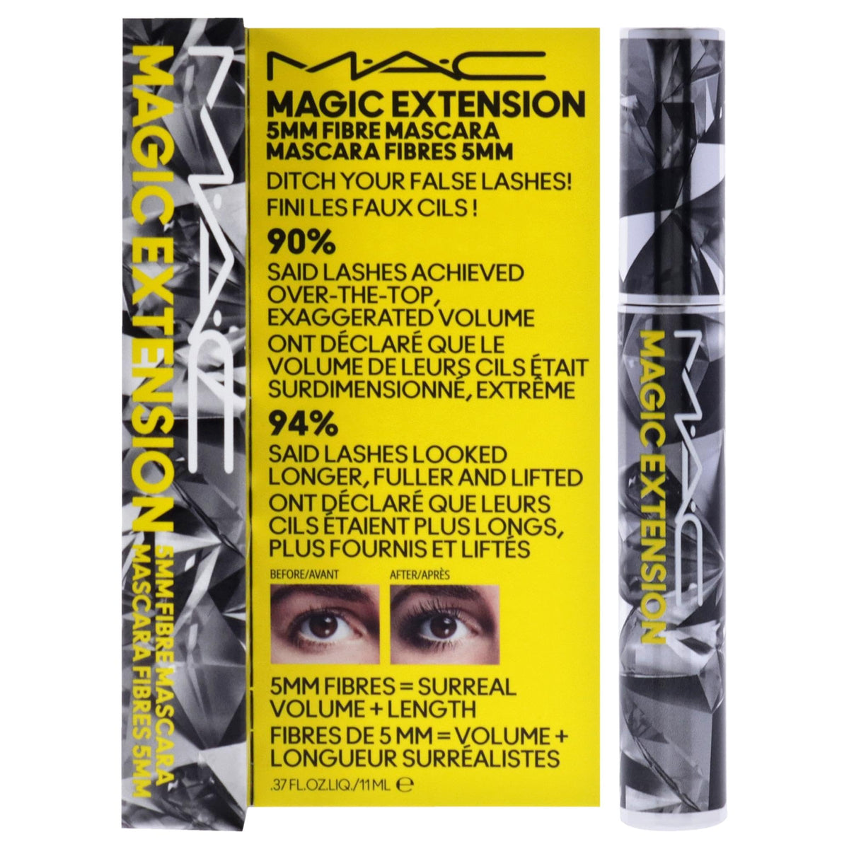 MAC Magic Extension front packaging showing sleek tube and brand for bold lashes