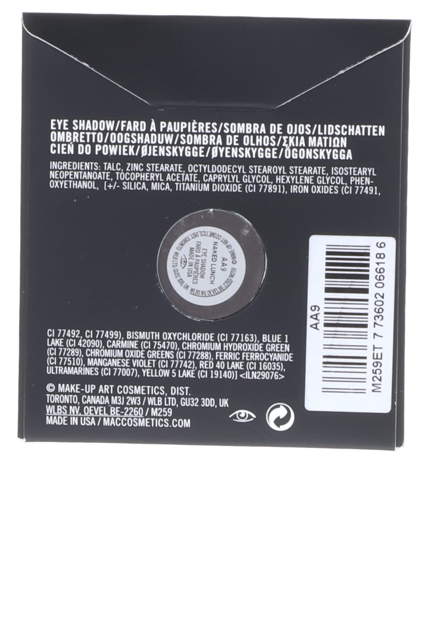 MAC NAKED LUNCH magnetized pan seated inside MAC Pro Palette for easy swaps