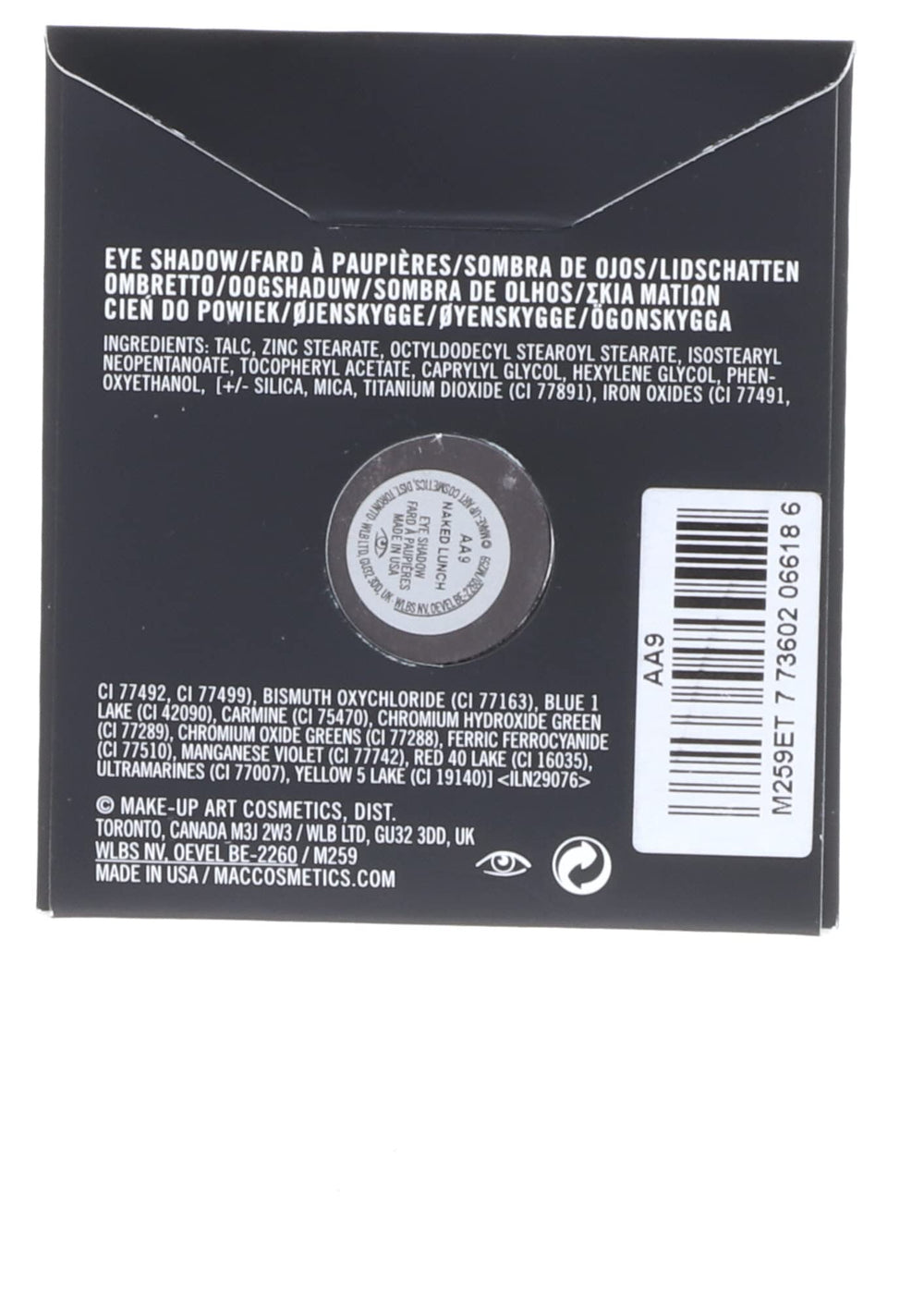MAC NAKED LUNCH magnetized pan seated inside MAC Pro Palette for easy swaps