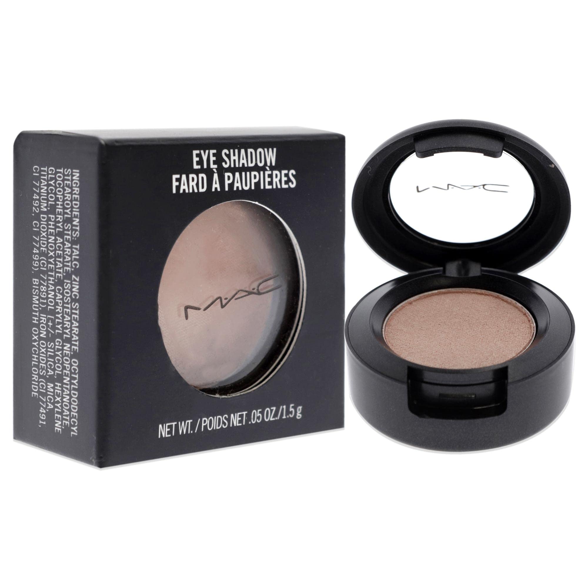 MAC Naked Lunch swatch on skin illustrating luminous pink shimmer for buildable intensity