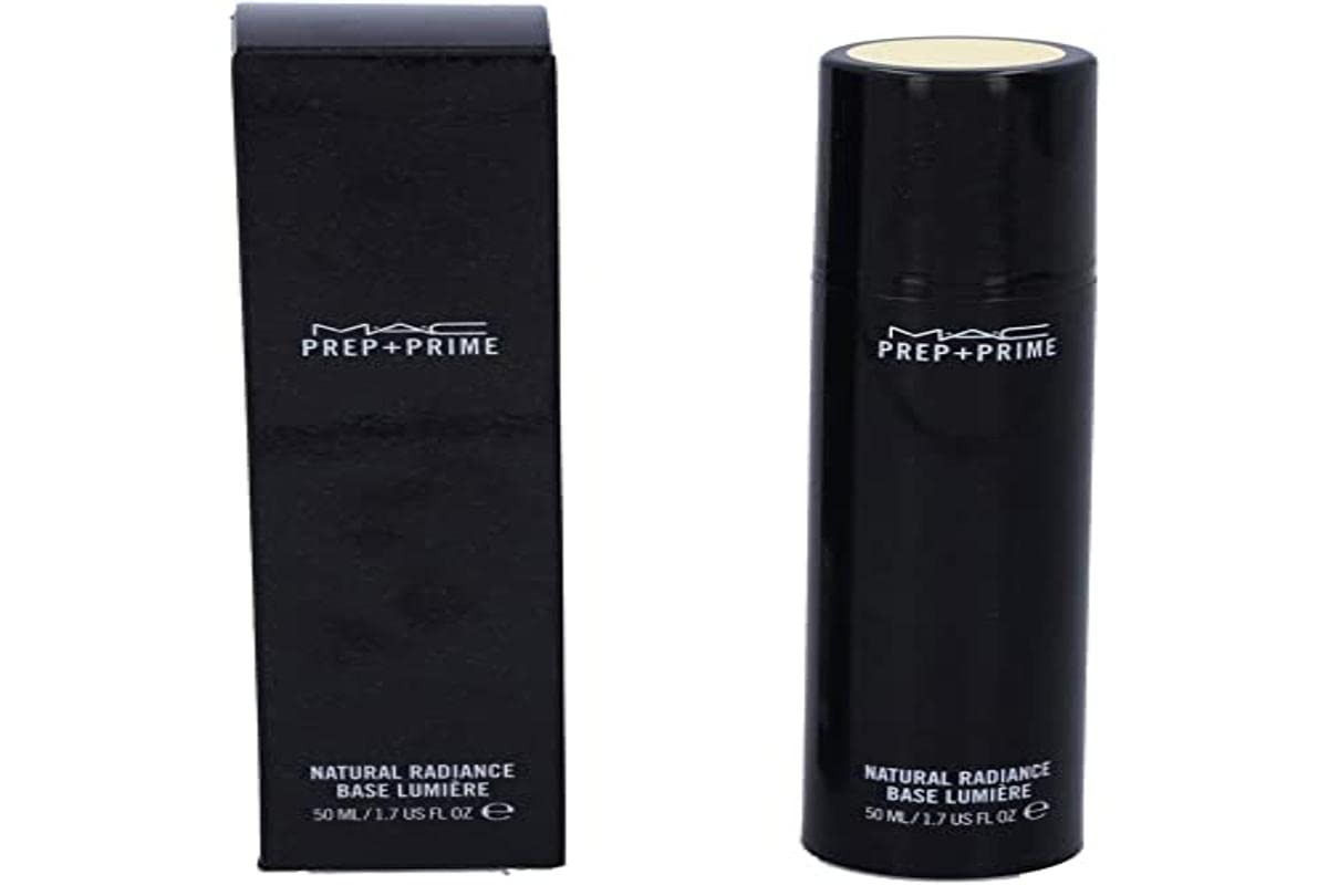 MAC Prep + Prime Radiant Yellow front packaging showing product and brightening benefit