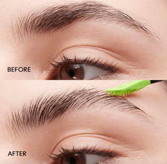 MAC Pro Locked Brow Gel dual-sided brush close-up demonstrating precise styling