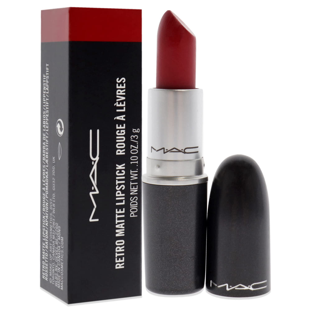 MAC Ruby Woo swatch texture on skin showing rich pigment