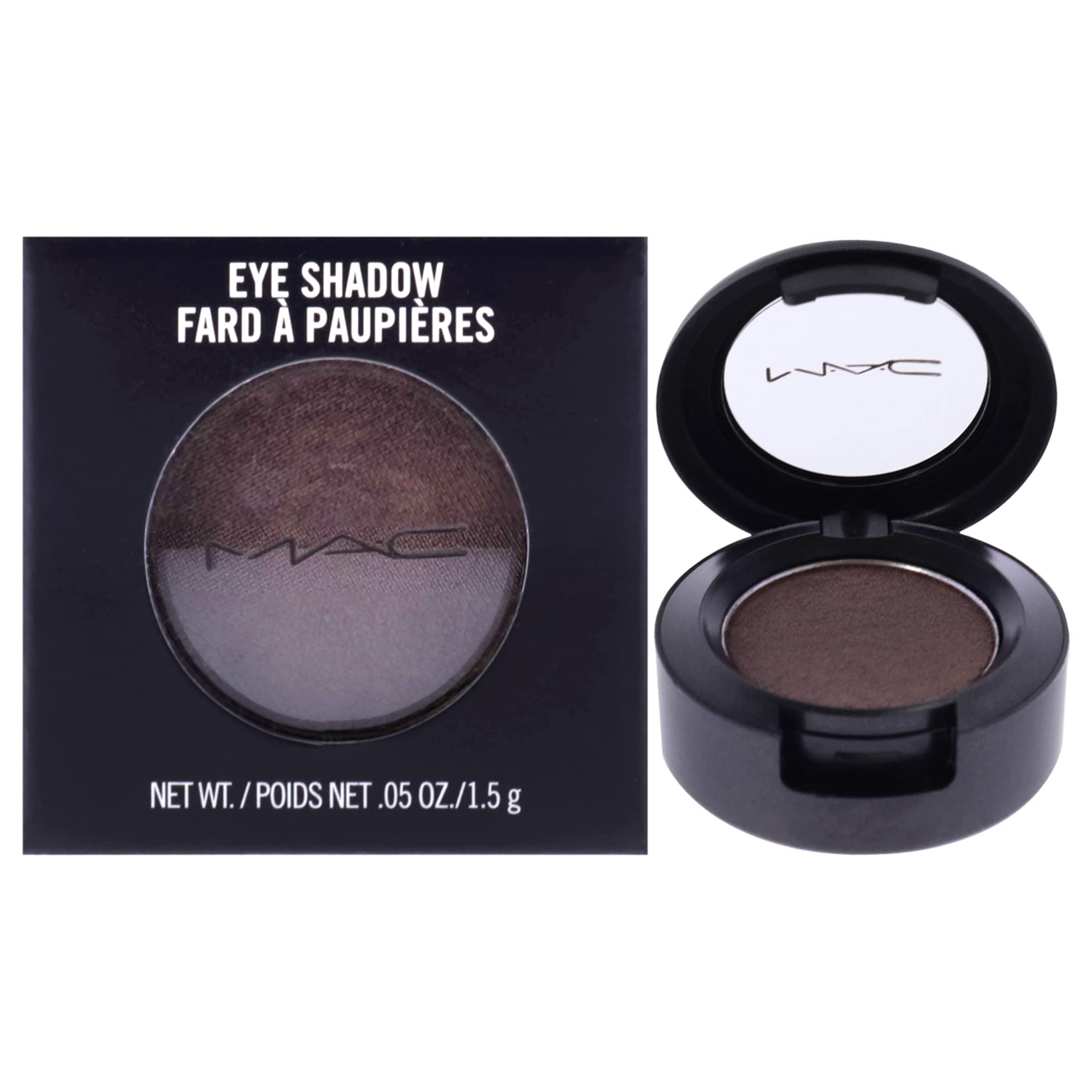 MAC Satin Taupe Frost compact front view showing shade and packaging benefit portability