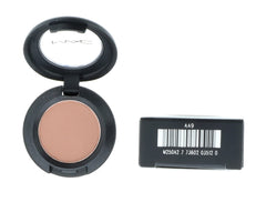 MAC Soft Brown front pan showing compact matte shade and packaging benefit