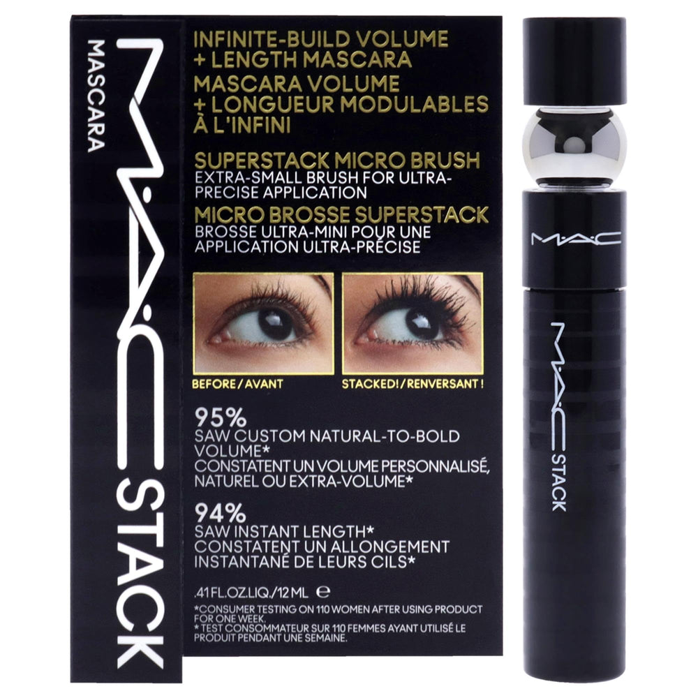 MAC Superstack front tube showing sleek packaging and brand impact