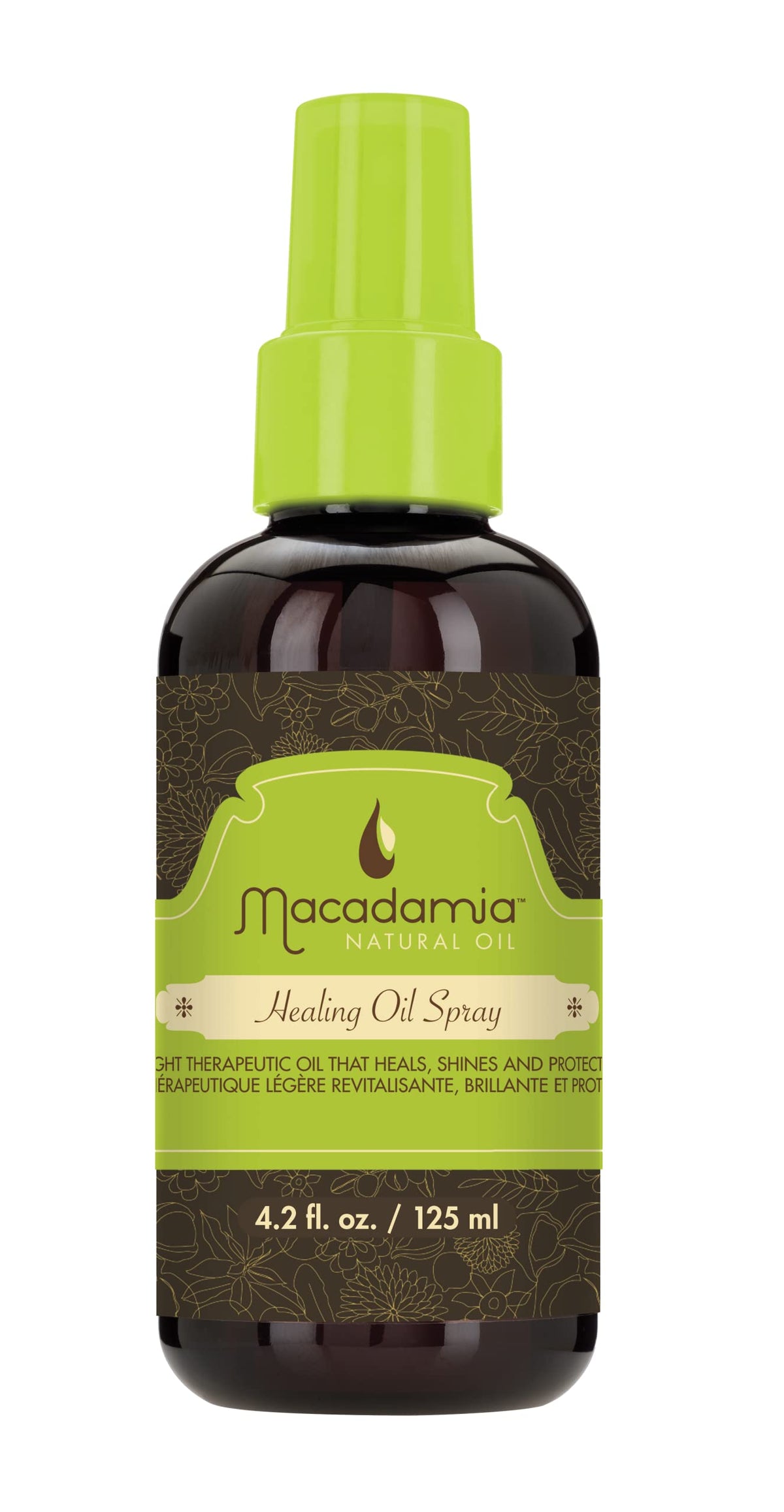 Macadamia Natural Oil front packaging showing bottle and label benefits
