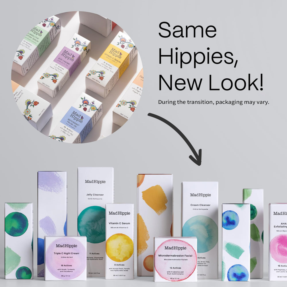 Mad Hippie label close-up highlighting ingredients for brighter tone
