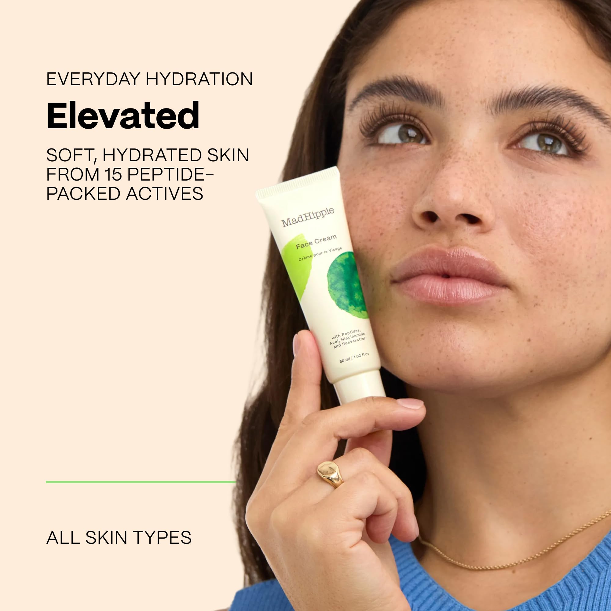 Mad Hippie peptide face cream open jar showing smooth cream for lightweight hydration