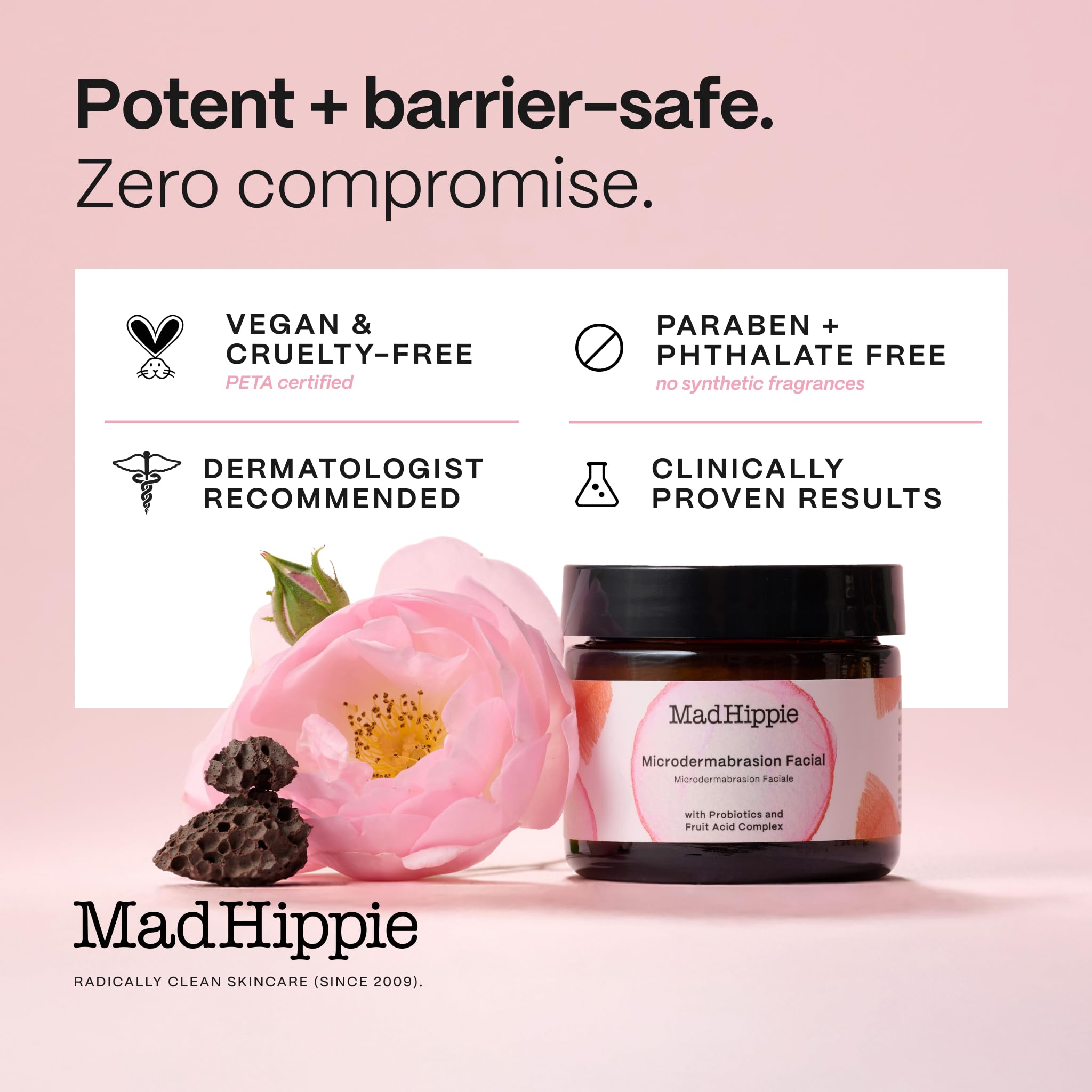 Mad Hippie jar styled in bathroom spa scene for at-home treatment benefit