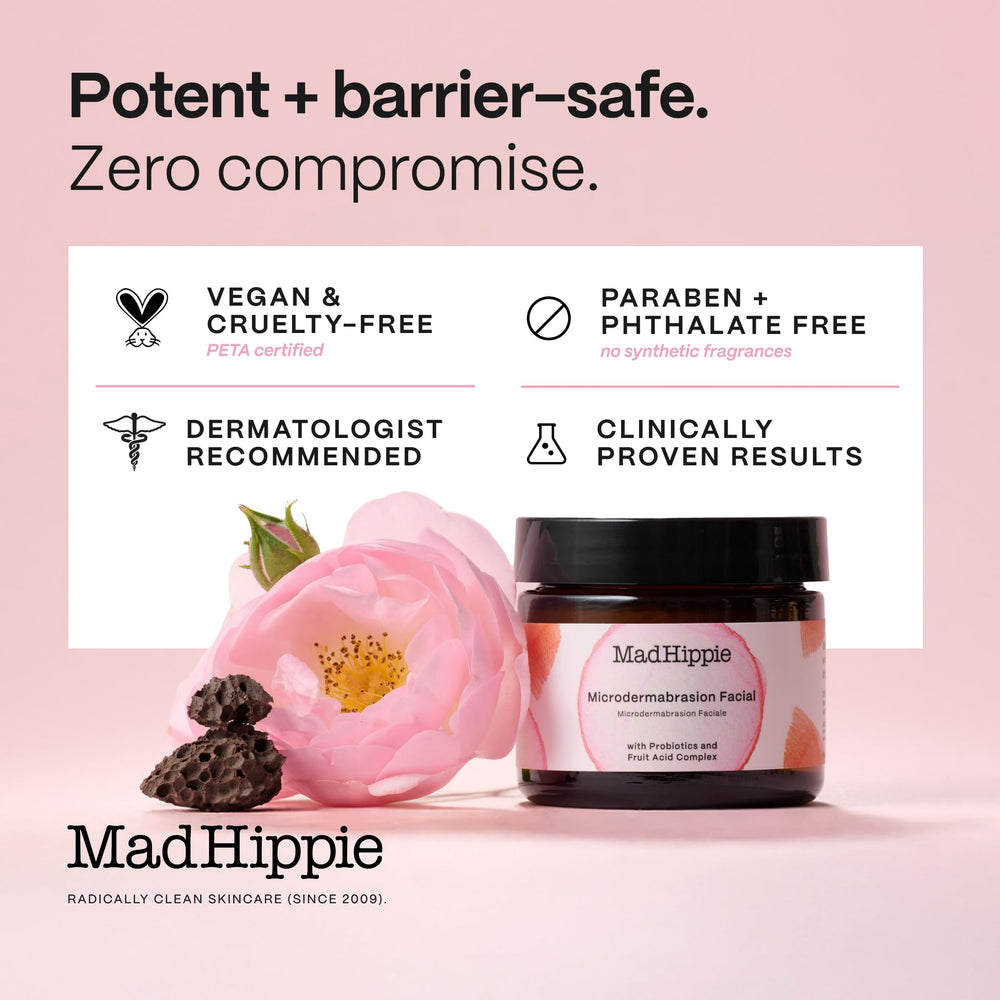 Mad Hippie jar styled in bathroom spa scene for at-home treatment benefit