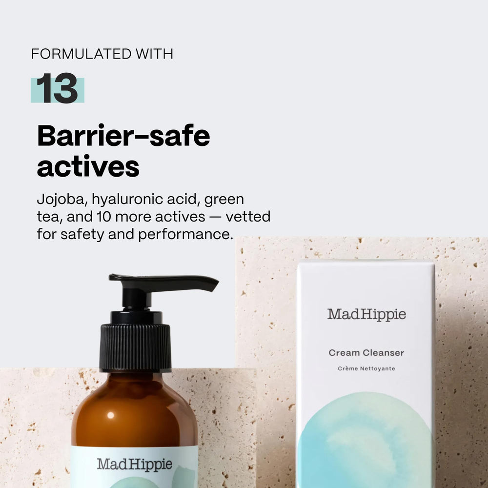 Mad Hippie cleanser texture close-up illustrating creamy oil gel that removes makeup