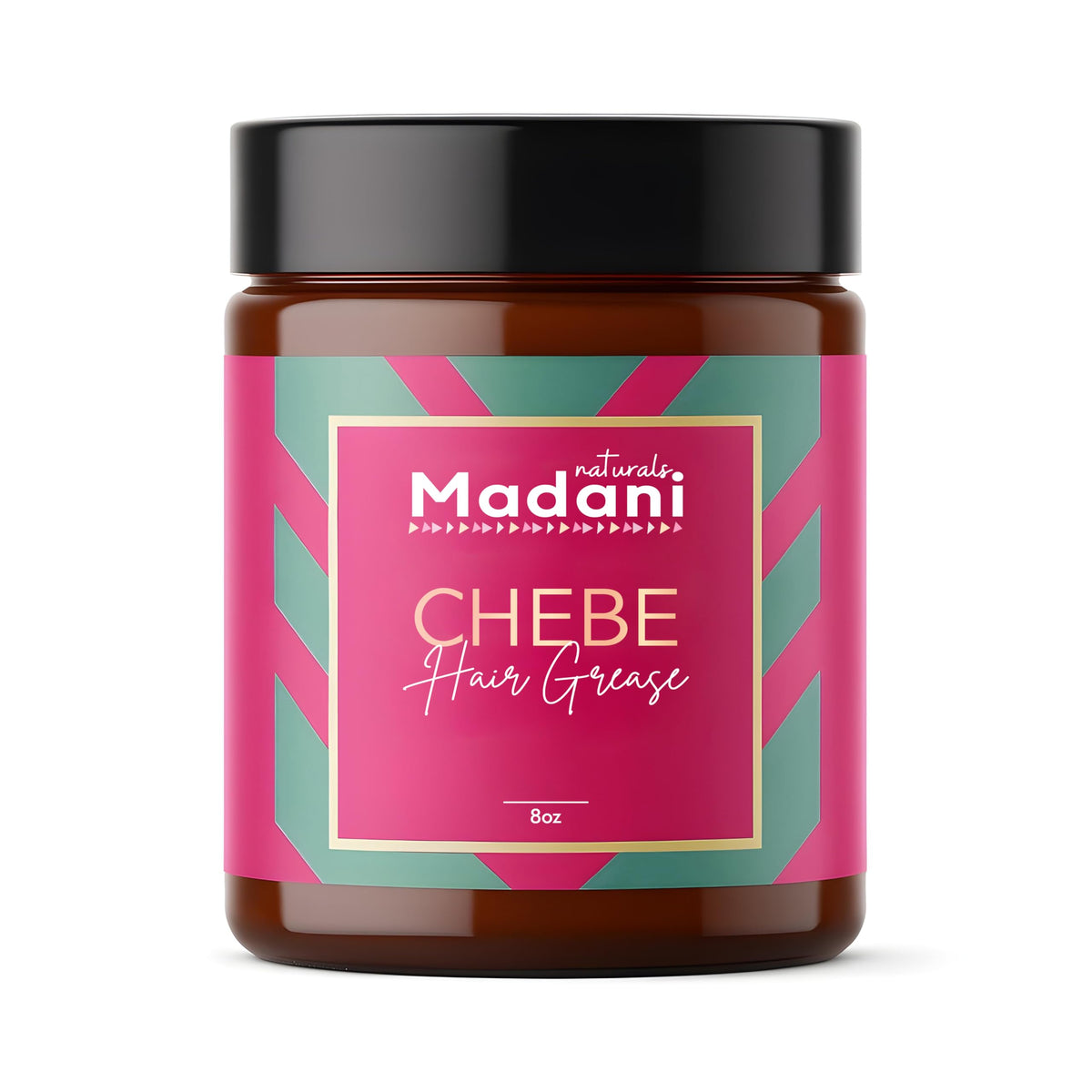Madani Naturals jar front view showing product branding and natural grease benefits
