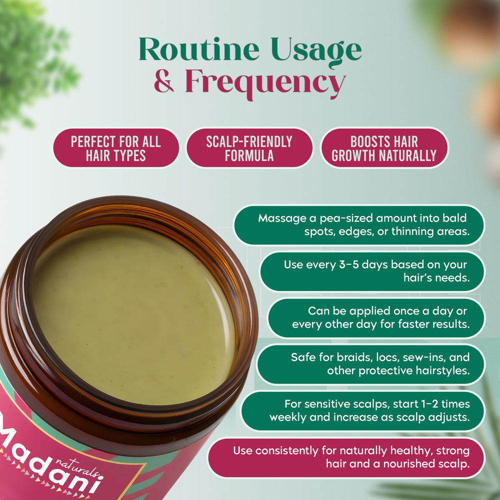 Madani Naturals before and after hair showing improved manageability and shine