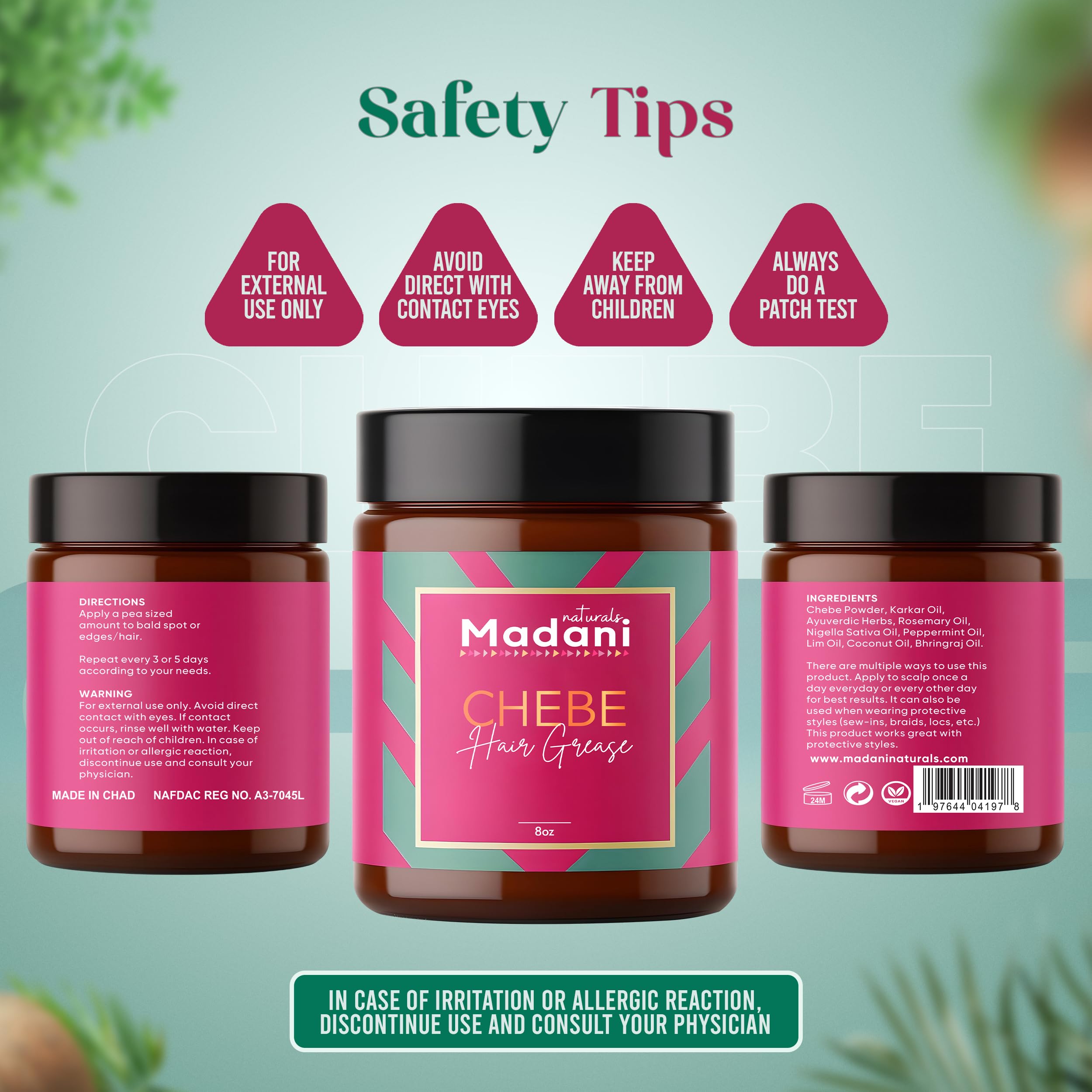 Madani Naturals jar on bathroom shelf in lifestyle scene for daily hair routine