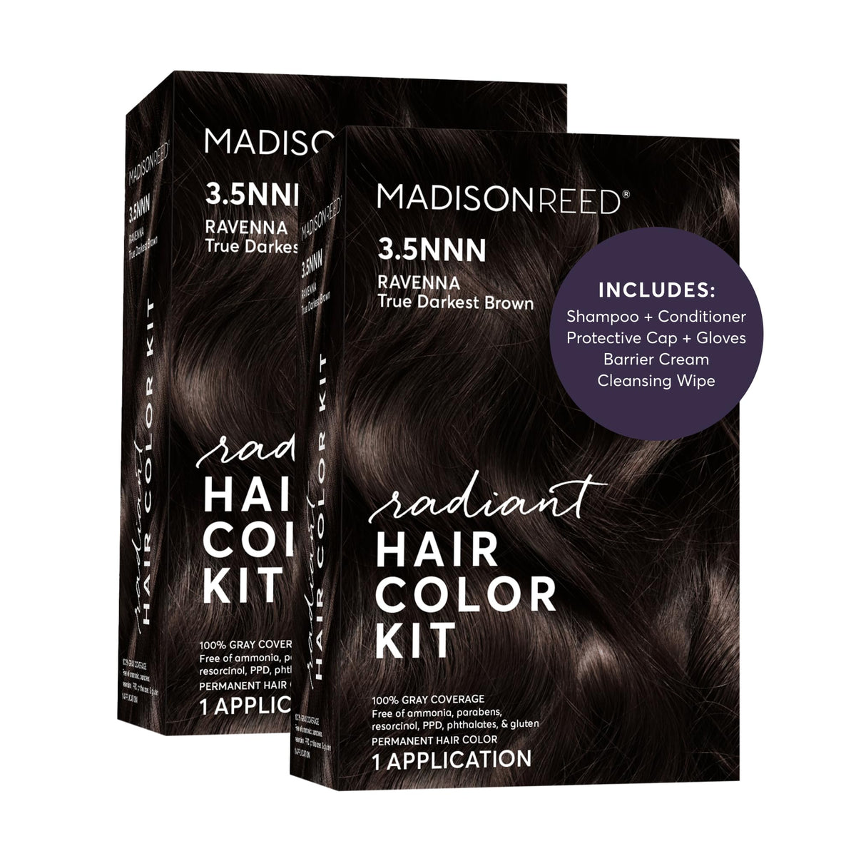 Madison Reed front packaging of 3.5NNN two-pack showing product benefits and shade