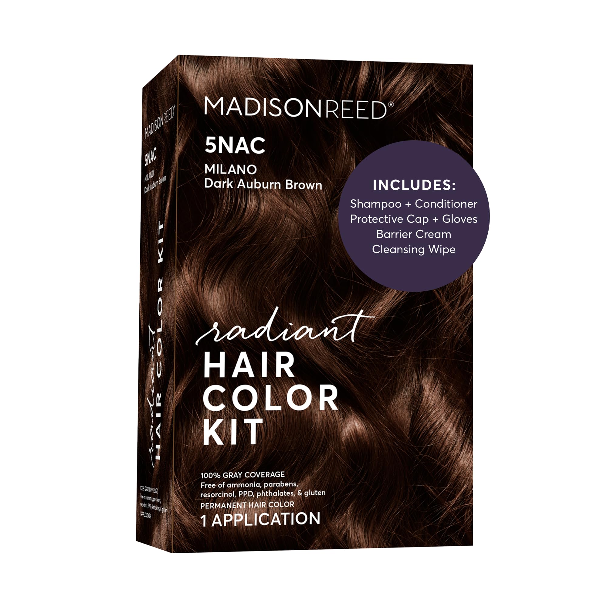 Madison Reed box front showing 5NAC shade and clear benefits