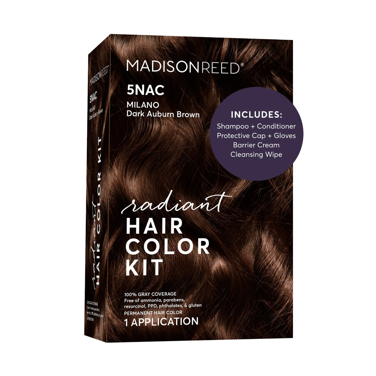 Madison Reed box front showing 5NAC shade and clear benefits