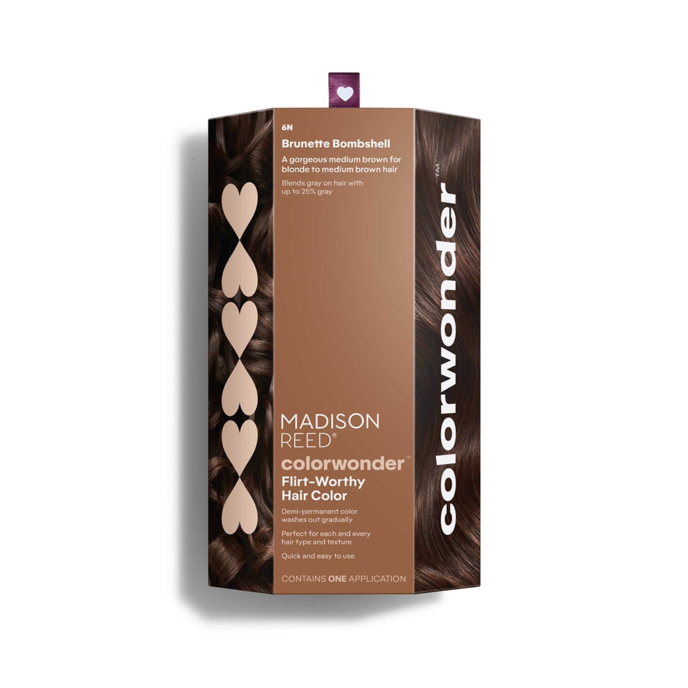 Madison Reed front packaging showing 6N medium brown and quick benefits