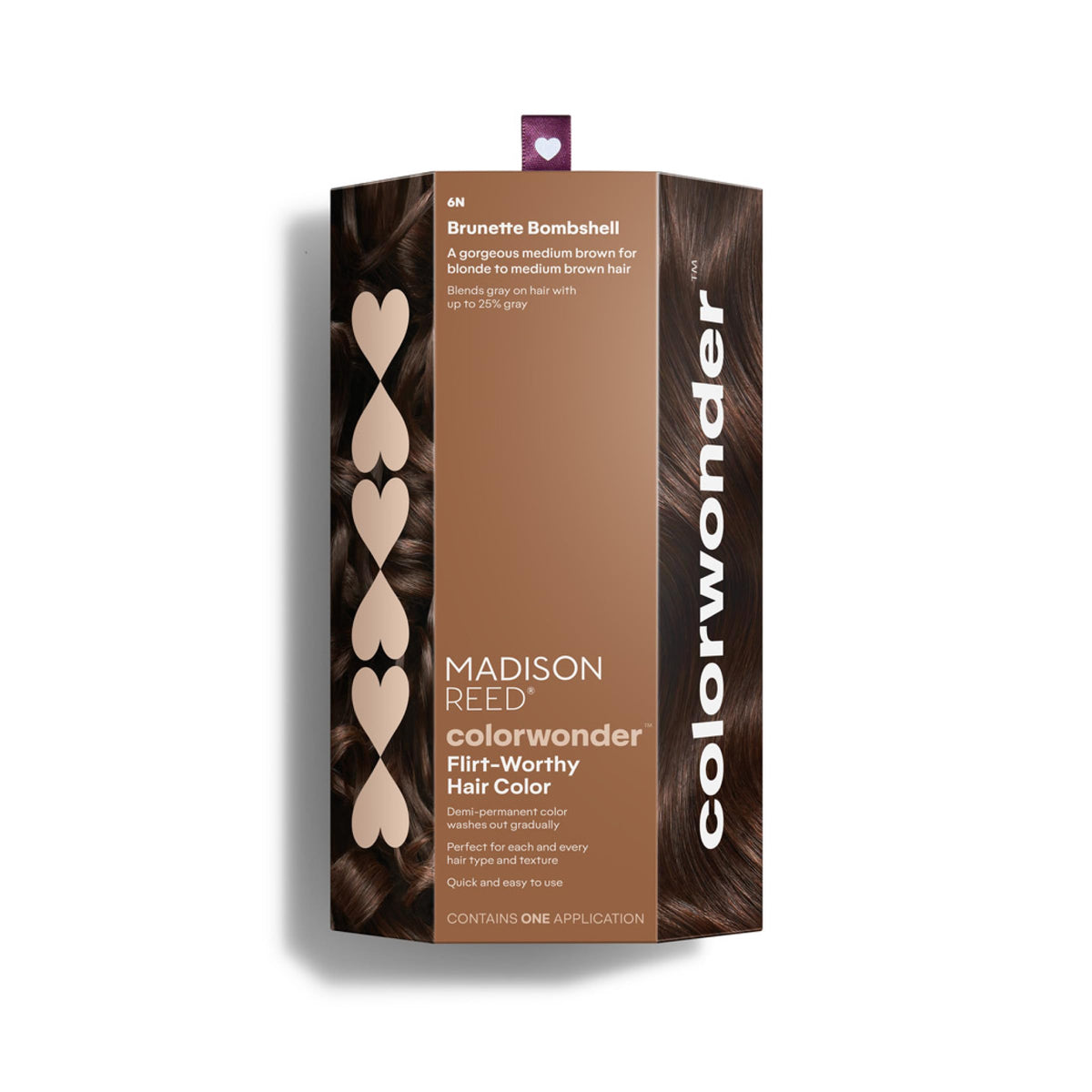 Madison Reed front packaging showing 6N medium brown and quick benefits