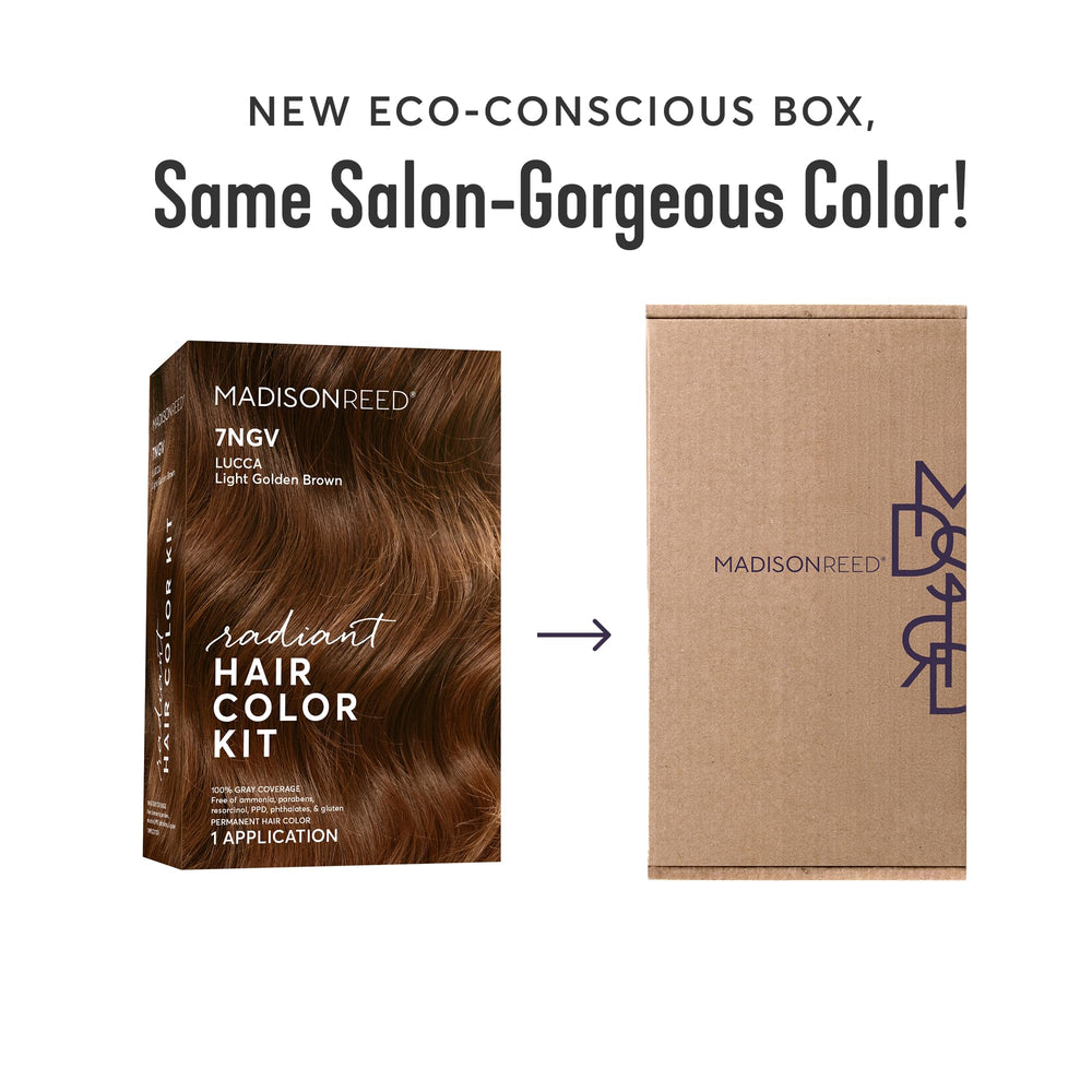 Madison Reed hair strand comparison showing accurate Light Golden Brown shade match