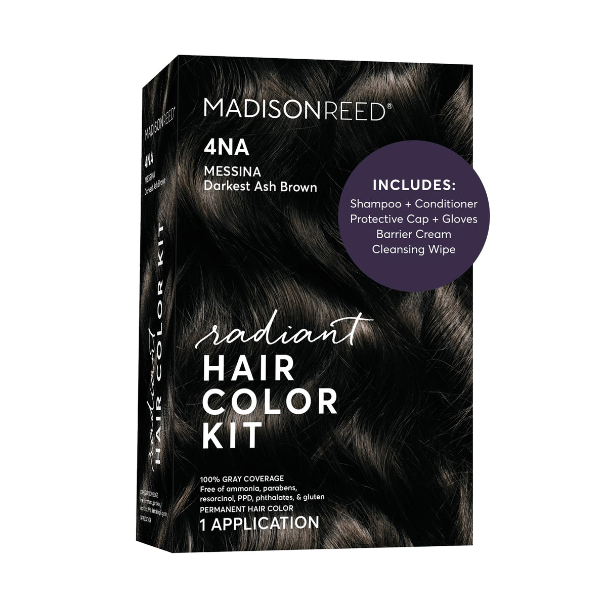 Madison Reed front packaging showing 4NA Darkest Ash Brown for easy identification and confidence