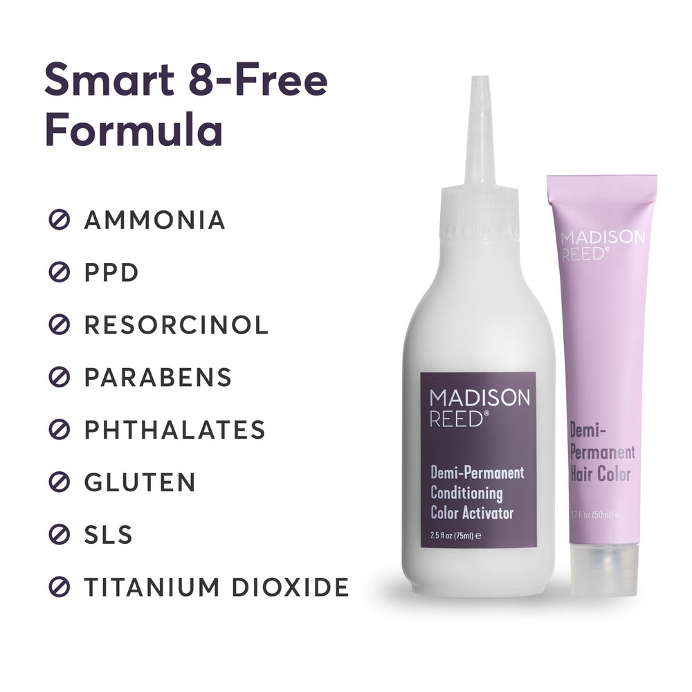Madison Reed kit components flatlay highlighting included activator and protective items
