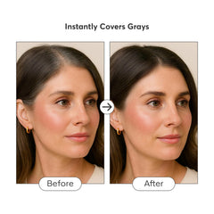 Madison Reed before and after temple area demonstrating gray coverage and natural finish benefit