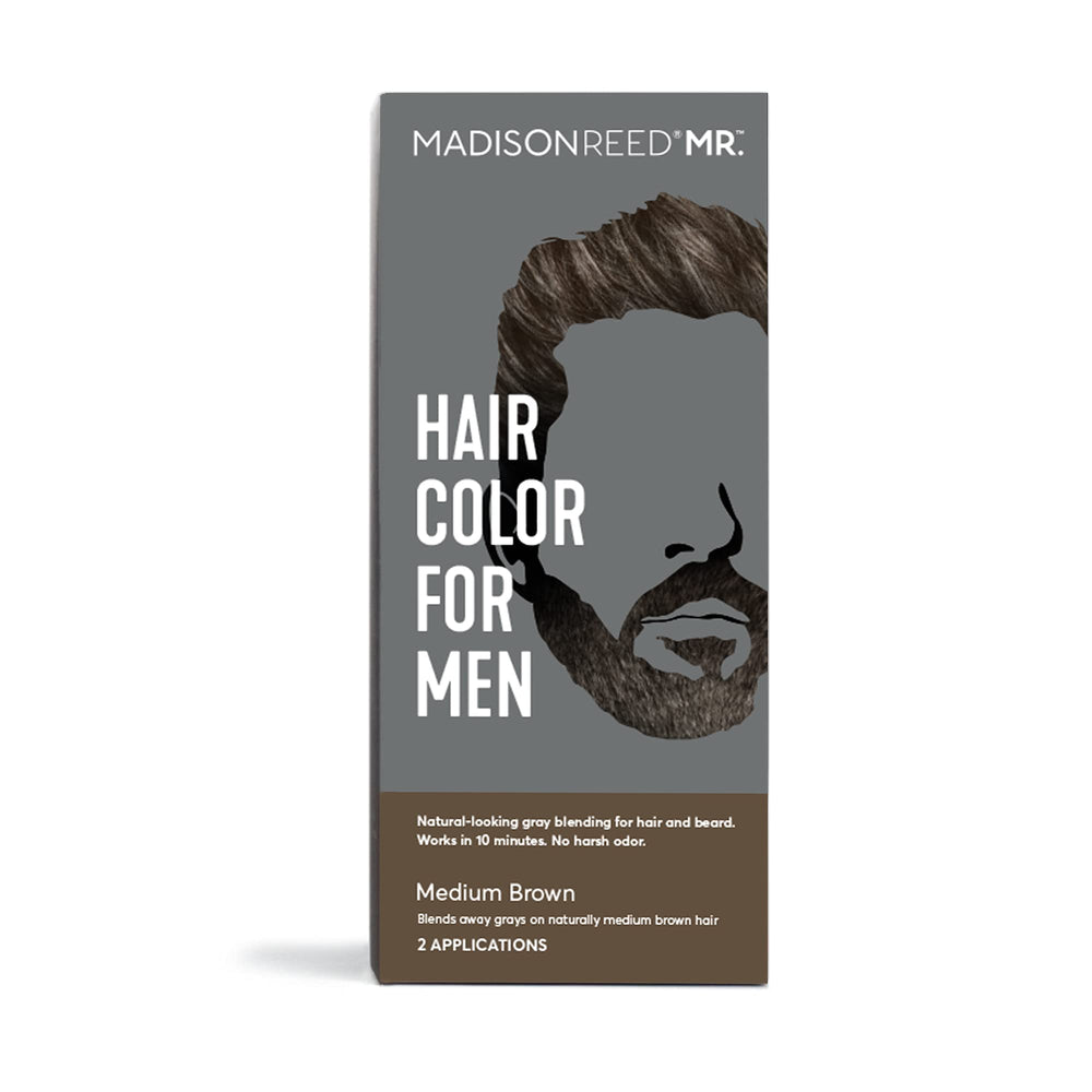 Madison Reed front packaging showing Medium Brown kit and benefits