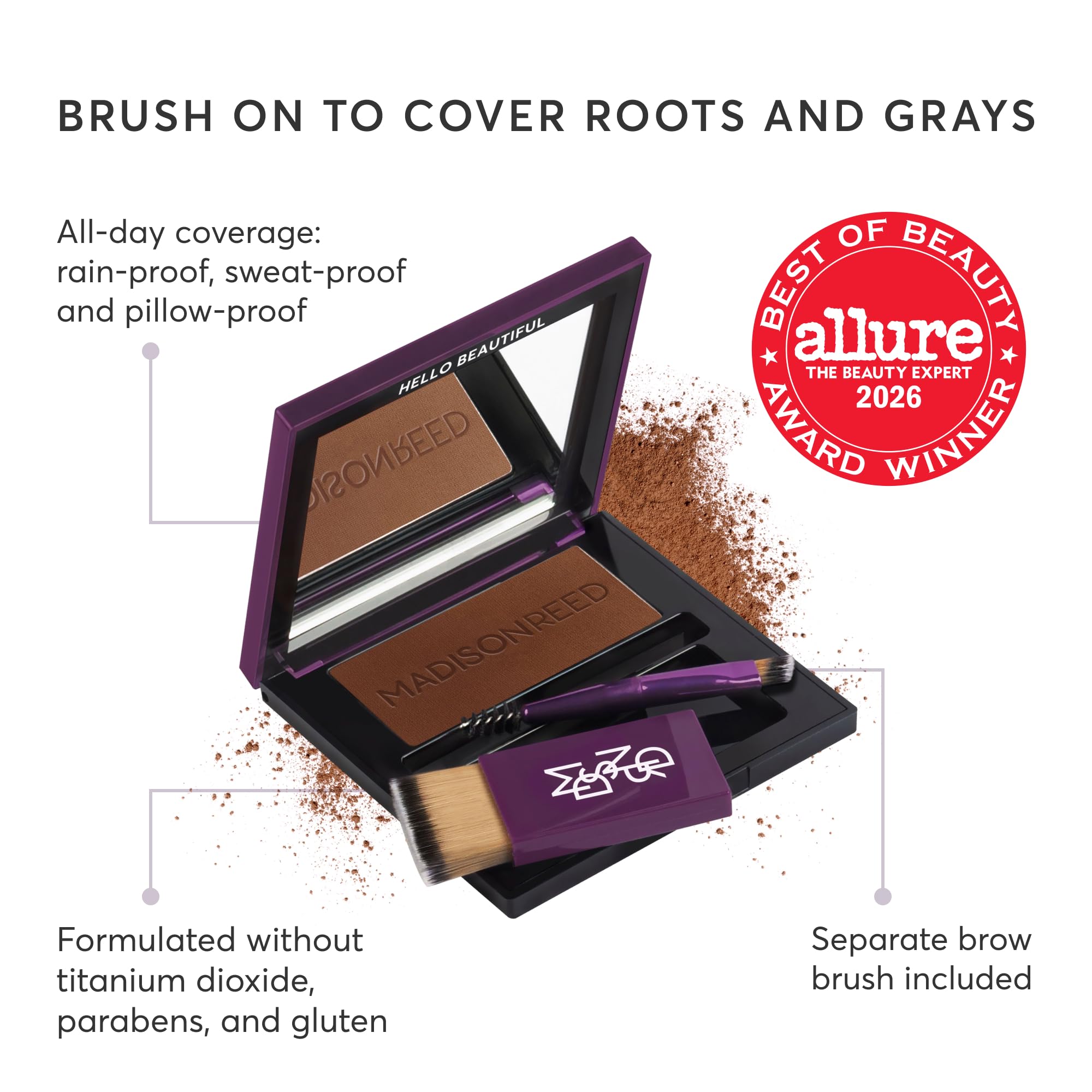 Madison Reed open compact with two brushes demonstrating precise application and convenience