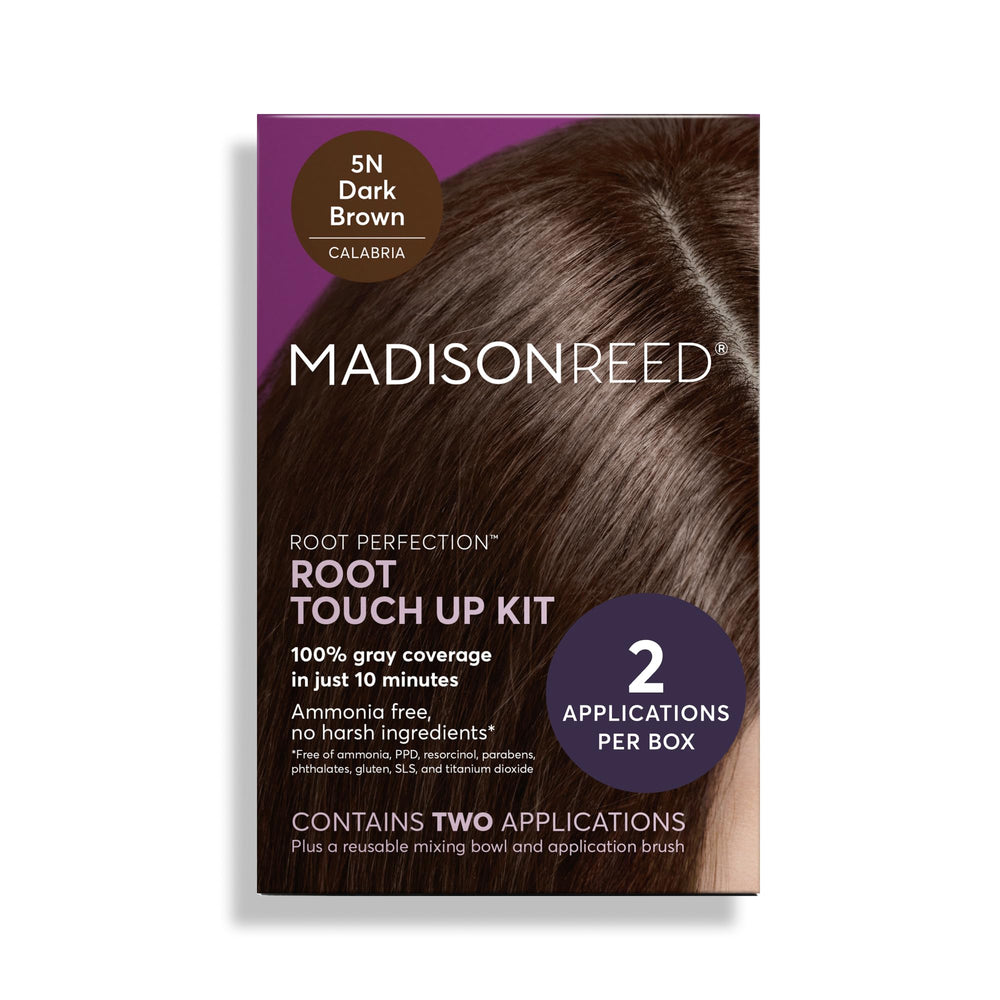 Madison Reed box front showing kit contents and two applications benefit