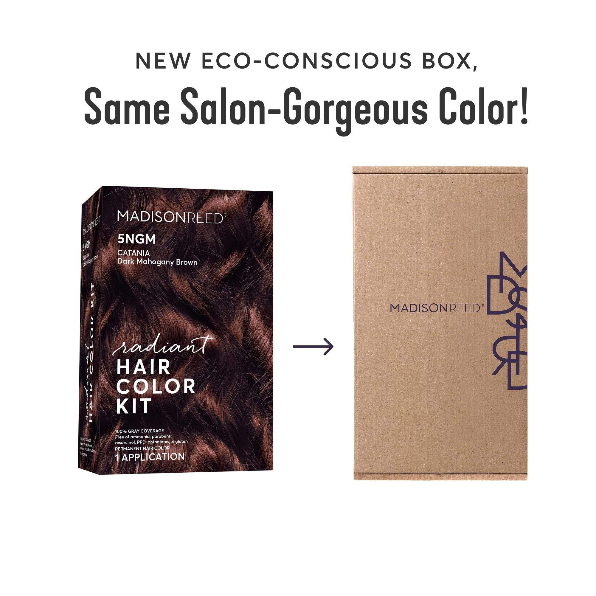 Hand holding Madison Reed pack to show compact size and travel-friendly benefit