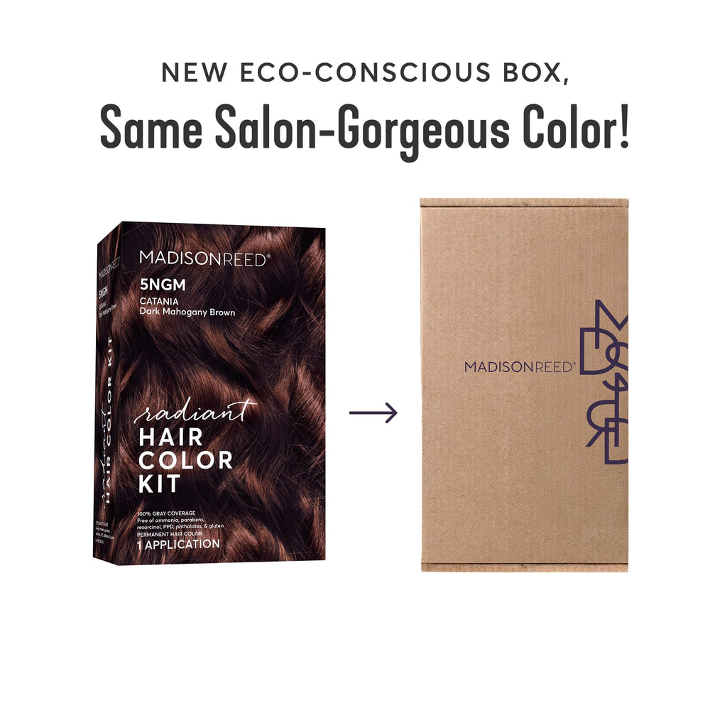 Hand holding Madison Reed pack to show compact size and travel-friendly benefit
