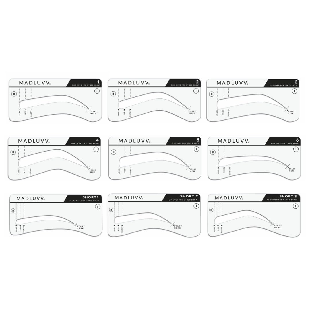 MADLUVV nine stencils laid out to show variety for personalized shapes