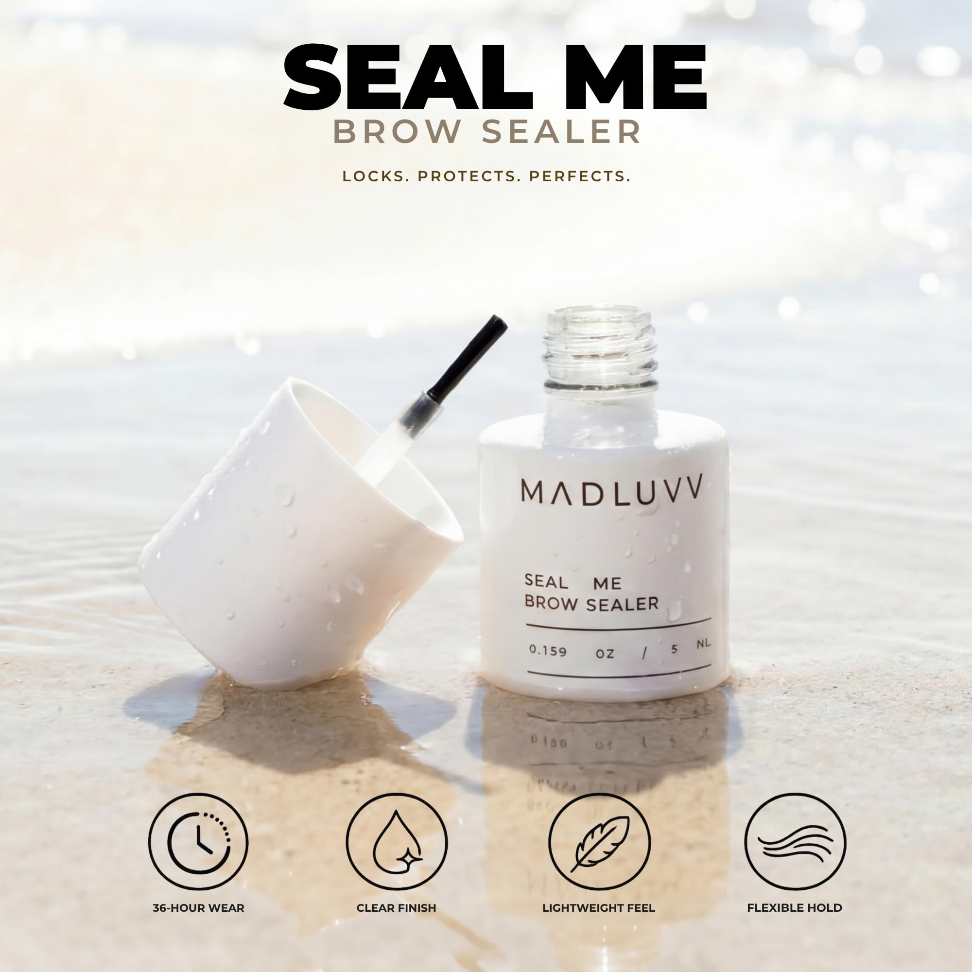 MADLUVV Seal Me applicator close-up delivering precise, even brow sealing
