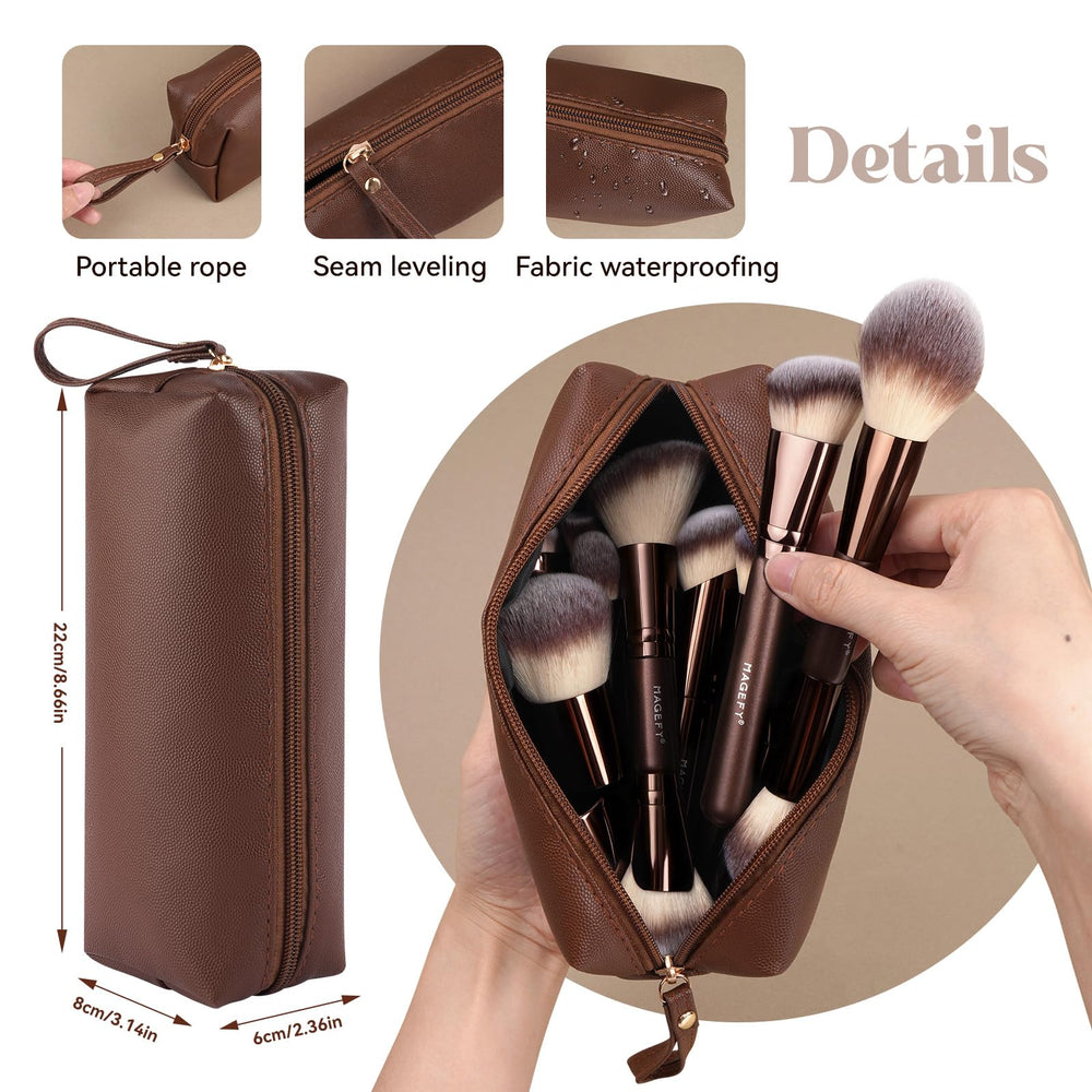 MAGEFY applying foundation with a dense face brush for even, streak-free coverage