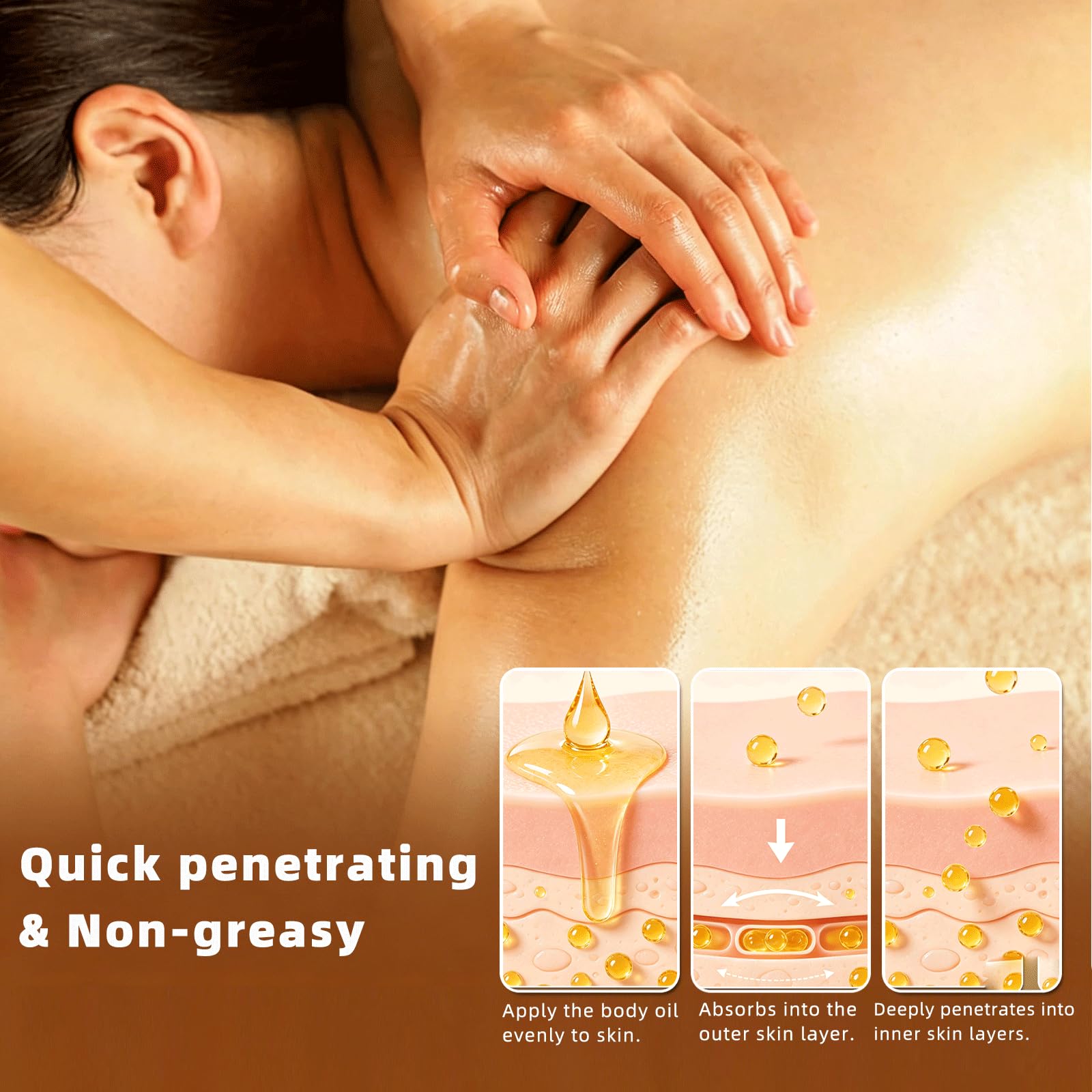 MAGIC LUXE OIL pouring a drop to show fast absorption benefit
