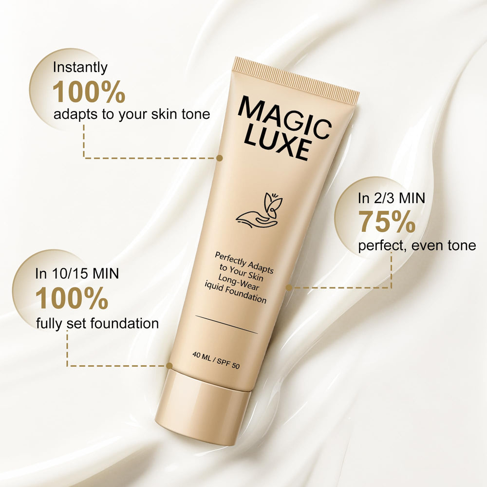 MAGIC LUXE OIL size scale next to hand to show bottle dimensions and travel-friendly volume