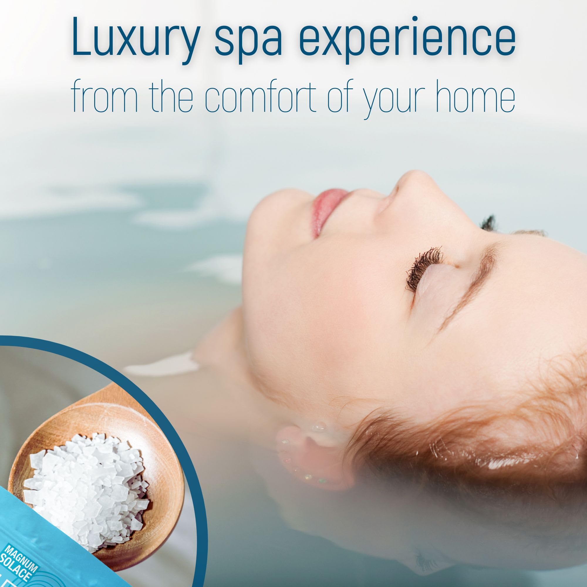 Magnum Solace pouch beside bathtub in bathroom setting conveying easy self-care