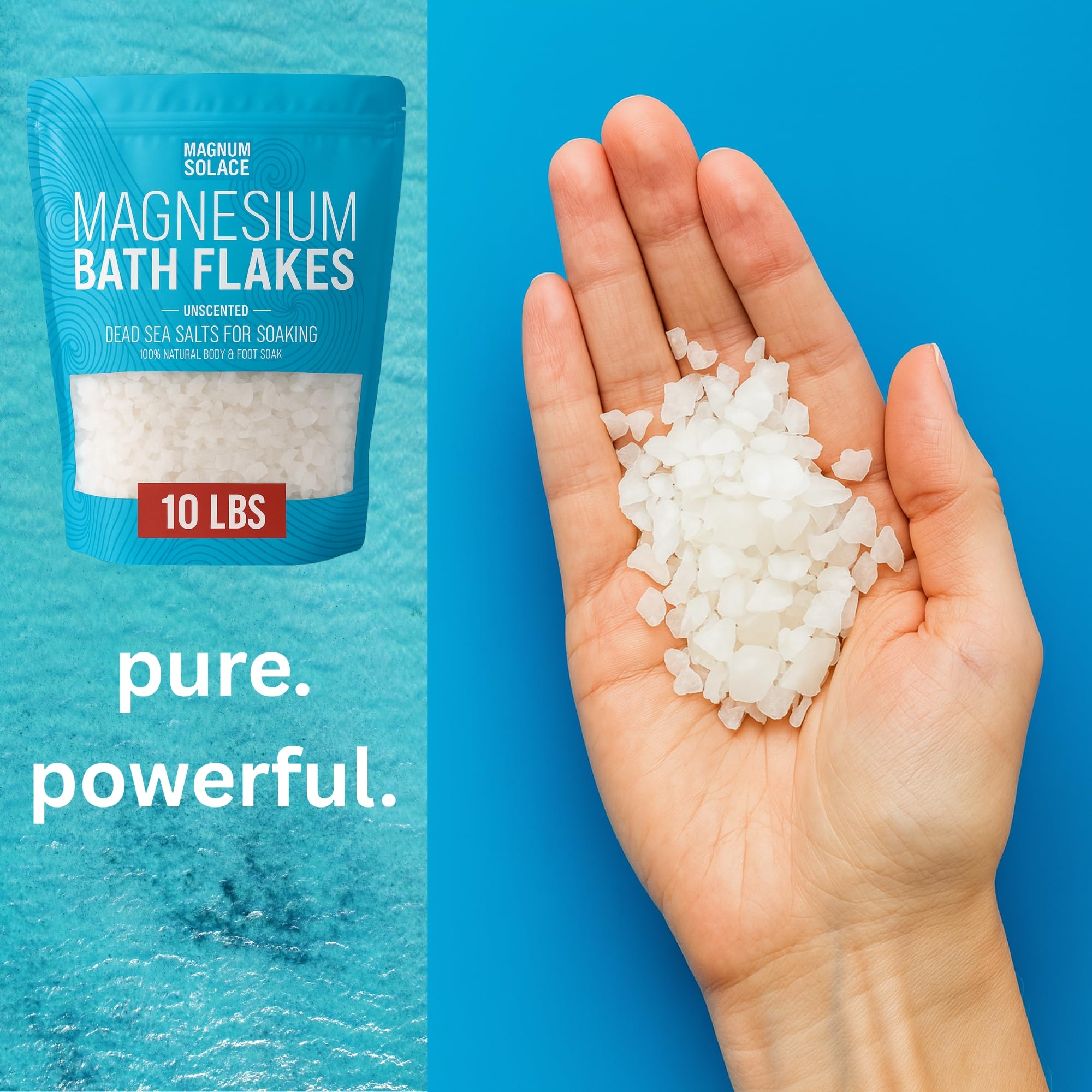 Magnum Solace close-up of fine magnesium chloride flakes highlighting texture and purity