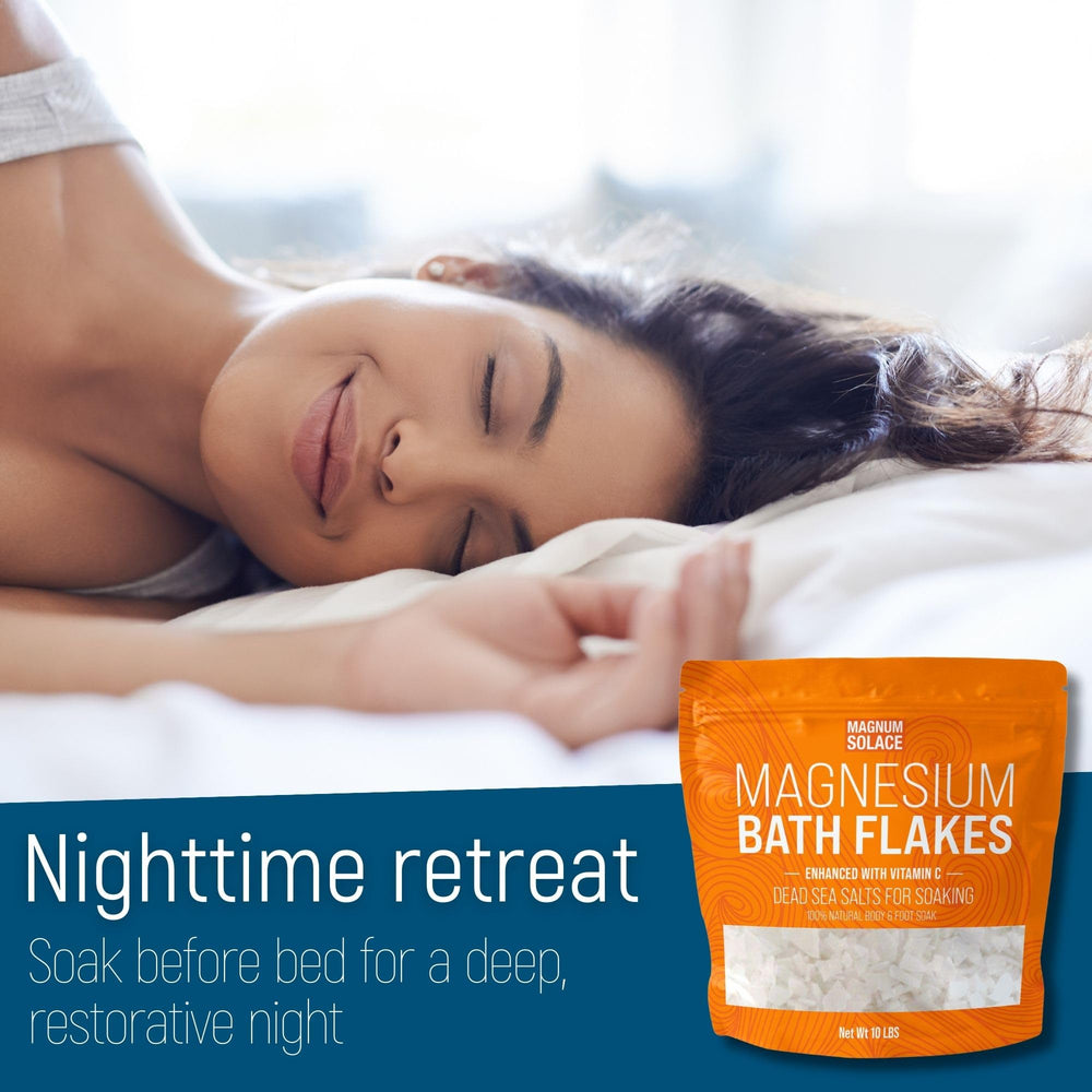 Magnum Solace dissolved flakes in bath water illustrating easy solubility and relaxation