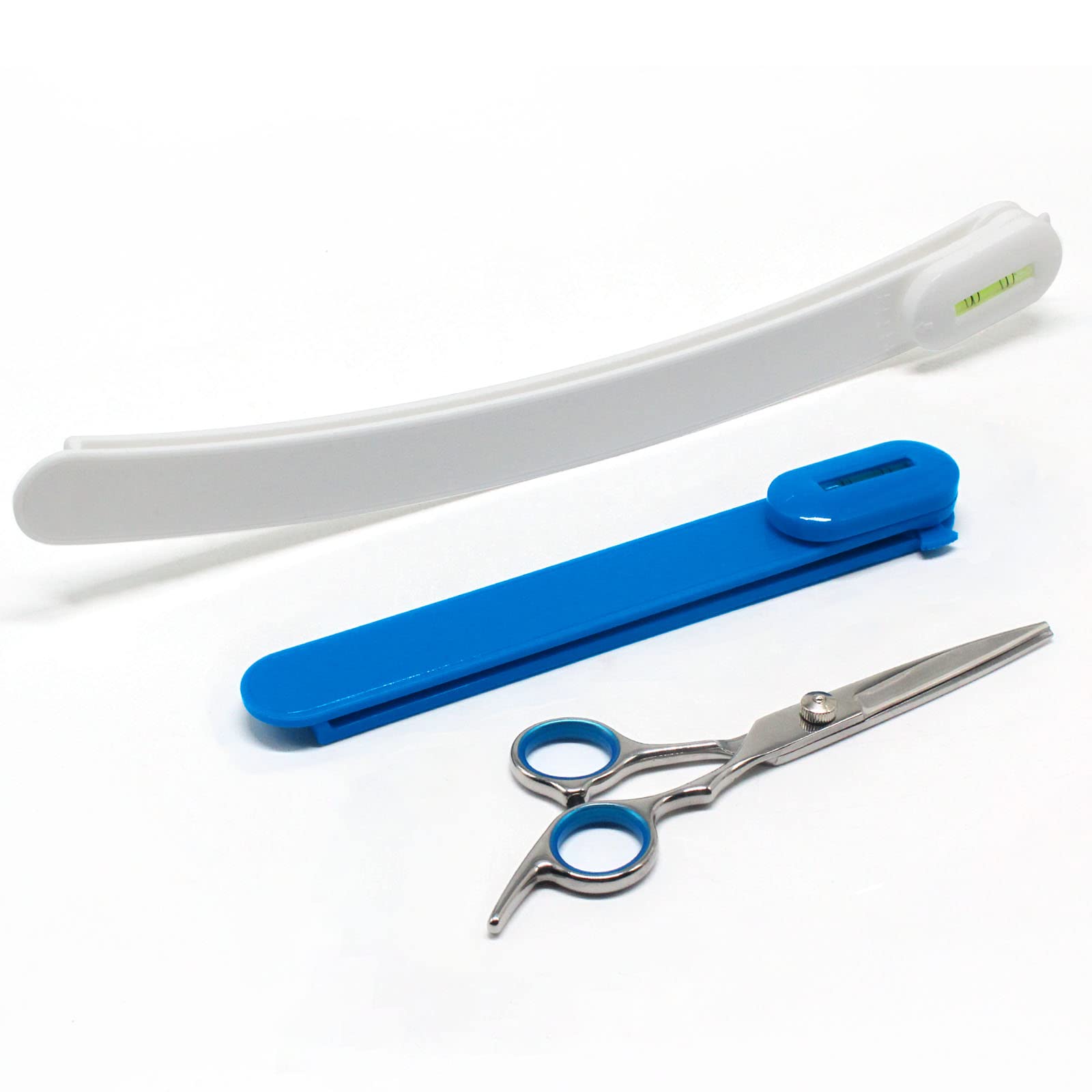 MAIPAY front view blue kit showing scissors, bang cutter and clips for easy trims